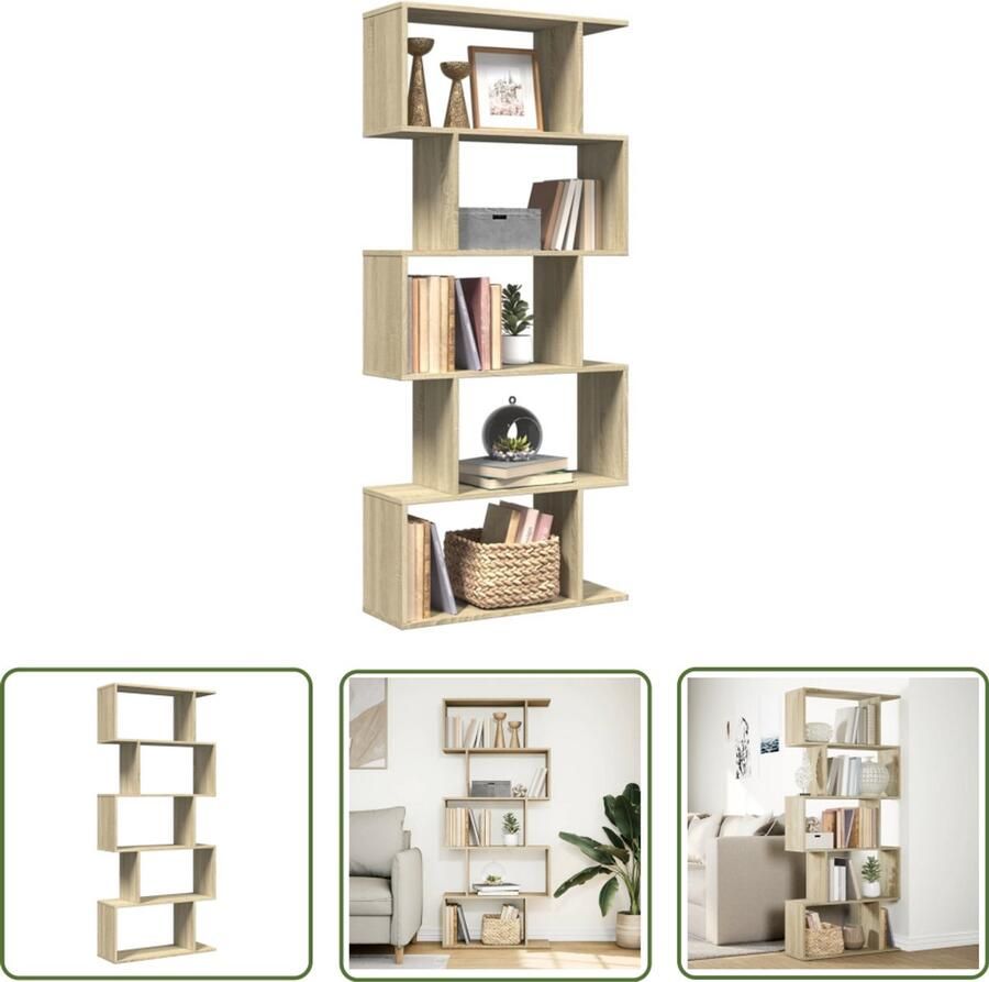 The Living Store Kamerscherm boekenkast 5-laags 70x24x161 cm hout sonoma eiken Dynamische Sleutel Gereedschap Klikmechanisme Torque Wrench Inch Pounds