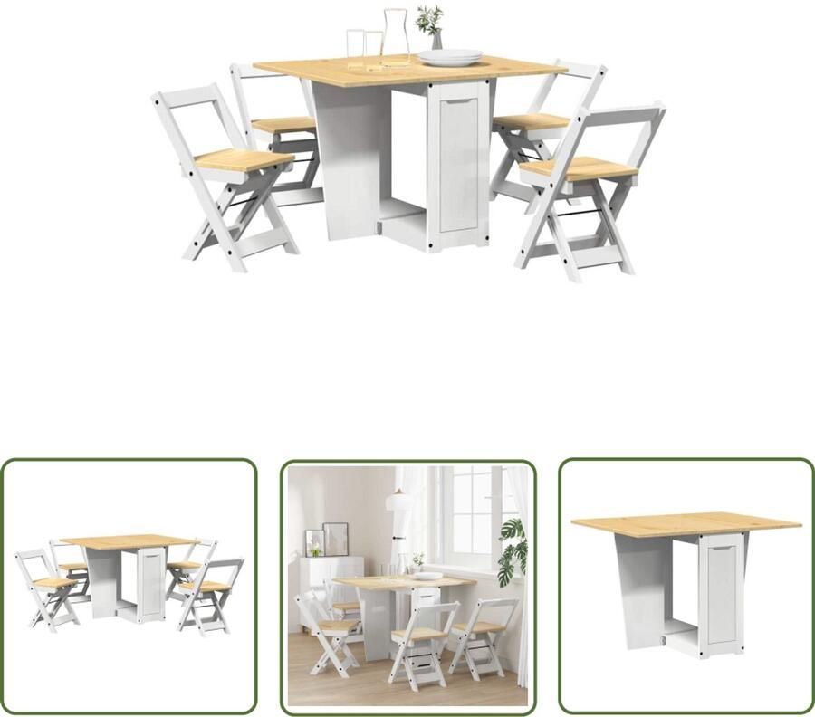 The Living Store 5-delige Eethoek Corona inklapbaar grenenhout wit Dynamische Sleutel Gereedschapset Drapers Tools Klikmechanisme Torque Wrench