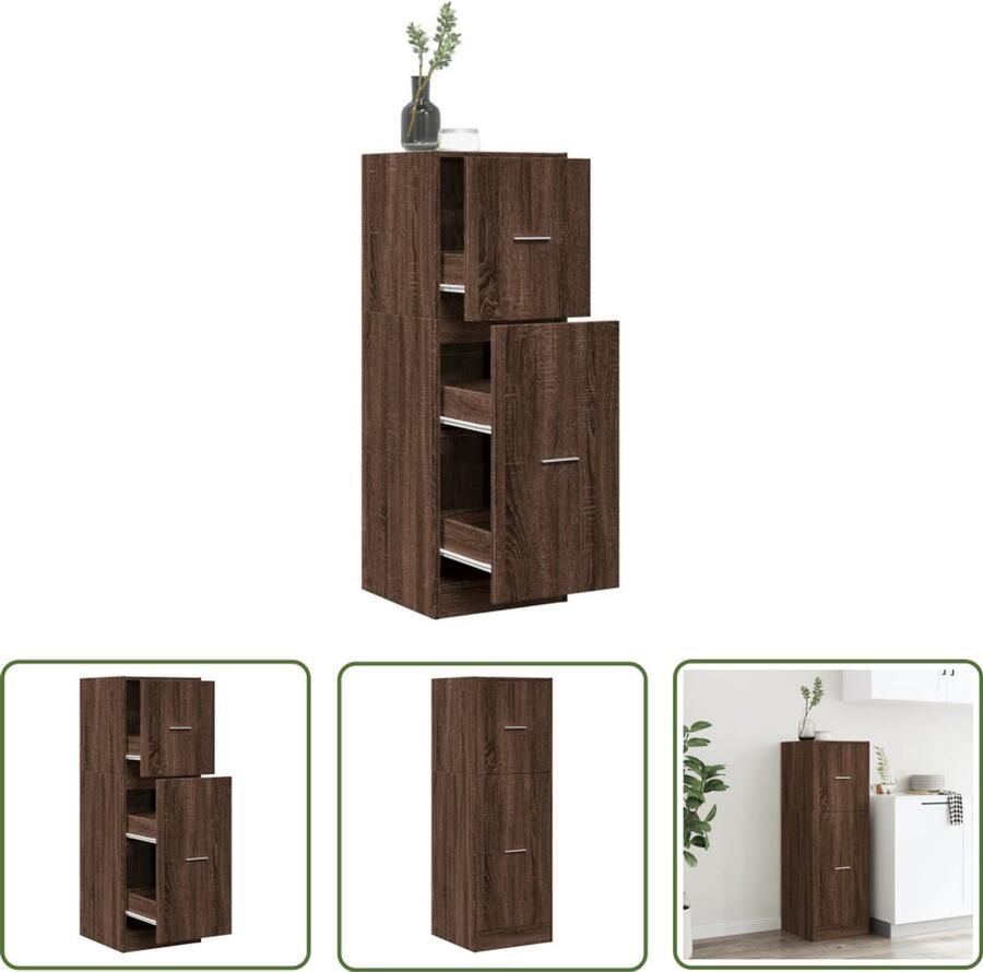 The Living Store Apothekerskast 40x41x118 cm bewerkt hout bruin eikenkleurig Dynamische Sleutel Gereedschapset Monteursgereedschap Klikmechanisme Torque Wrench