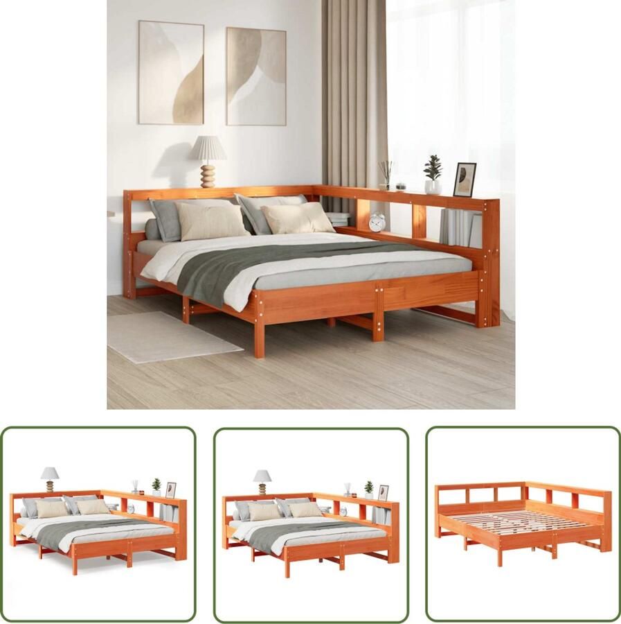 VidaXL Gereedschapset Dynamische Sleutel Bed met boekenkast zonder matras grenenhout wasbruin 140x190 cm Drapers Tools Klikmechanisme Torque Wrench