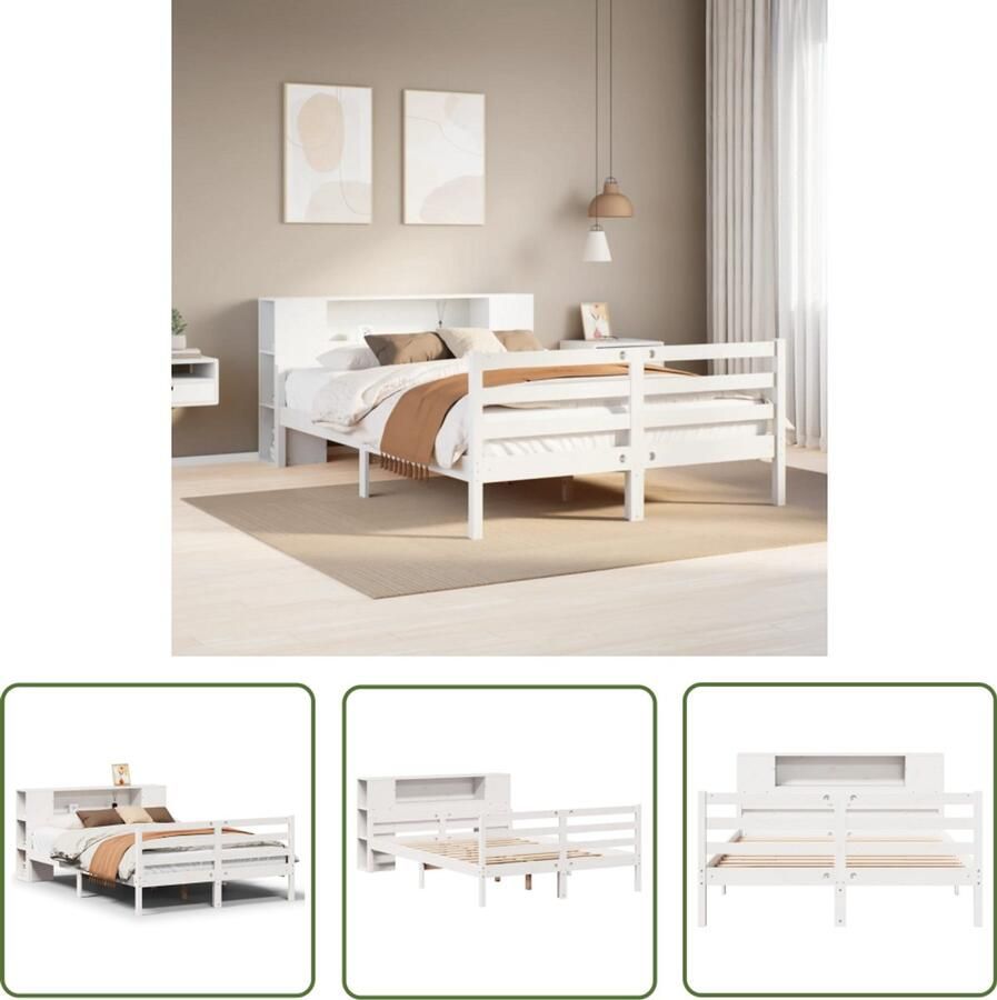 VidaXL Gereedschapset Dynamische Sleutel Bed met boekenkast zonder matras grenenhout wit 150x200 cm Klikmechanisme Torque Wrench Spanner Set - Foto 2