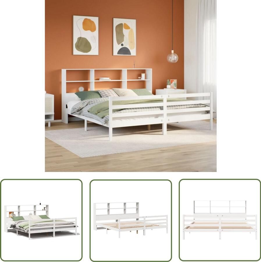 VidaXL Gereedschapset Dynamische Sleutel Bed met boekenkast zonder matras grenenhout wit 180x200 cm Klikmechanisme Torque Wrench Spanner Set