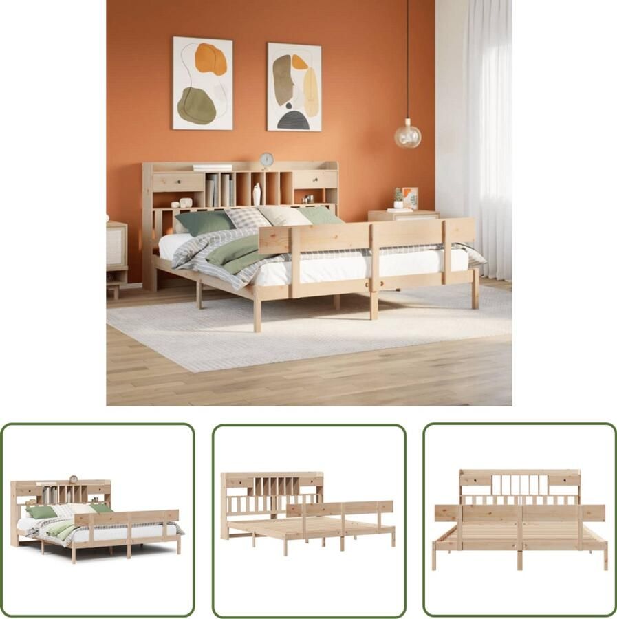 VidaXL Gereedschapset Dynamische Sleutel Bed met boekenkast zonder matras massief grenenhout 180x200 cm Mechanica Klikmechanisme Torque Wrench