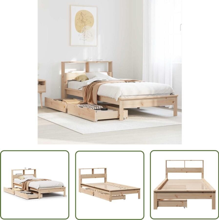 VidaXL Gereedschapset Dynamische Sleutel Bed met boekenkast zonder matras massief grenenhout 90x190 cm Klikmechanisme Torque Wrench Draai Moment