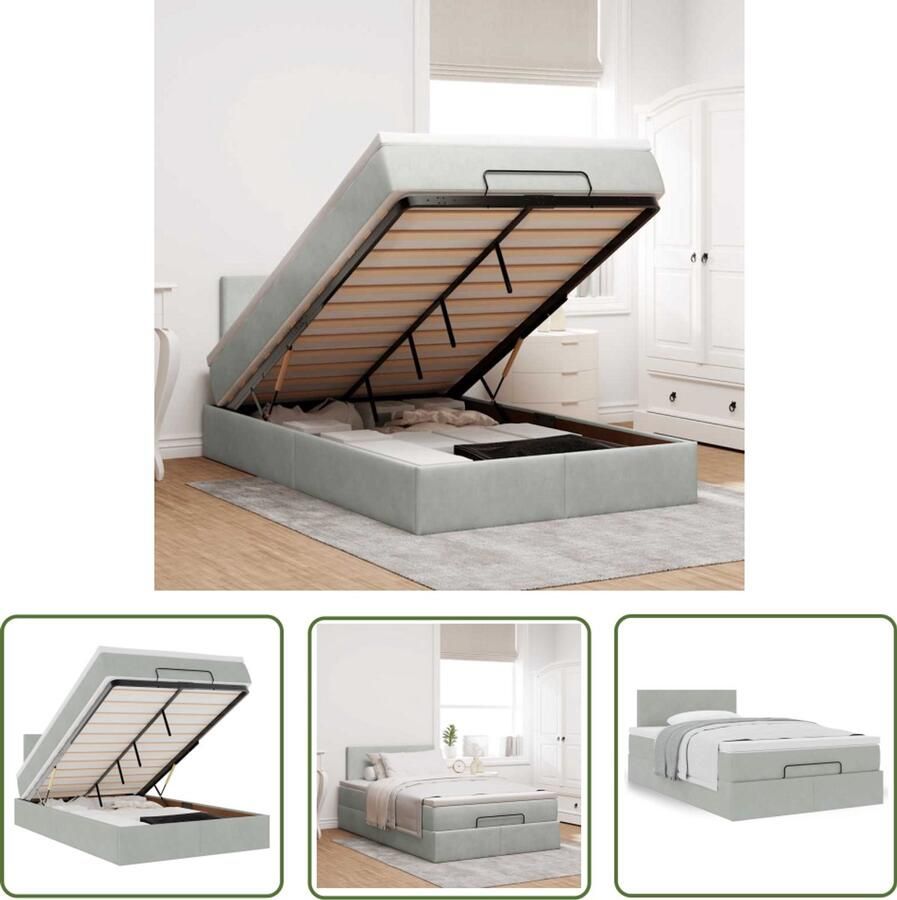 VidaXL Gereedschapset Dynamische Sleutel Bed poef met matras 120x190 cm fluweel lichtgrijs Sleutelsysteem Klik Mechanisme Torque Wrench