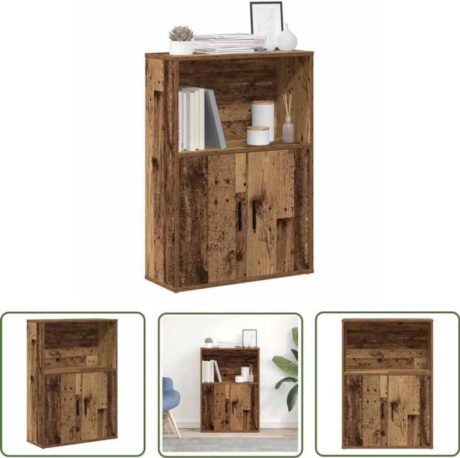 The Living Store Boekenkast 60x24x85 cm bewerkt hout oud houtkleurig Dynamische Sleutel Gereedschapset Draper Tools Klikmechanisme Torque Wrench