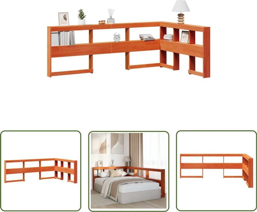 VidaXL Boekenkast Hoofdeinde L-vormig 120 cm grenenhout wasbruin Dynamische Sleutel Gereedschapset Drapers Tools Klikmechanisme Torque Wrench