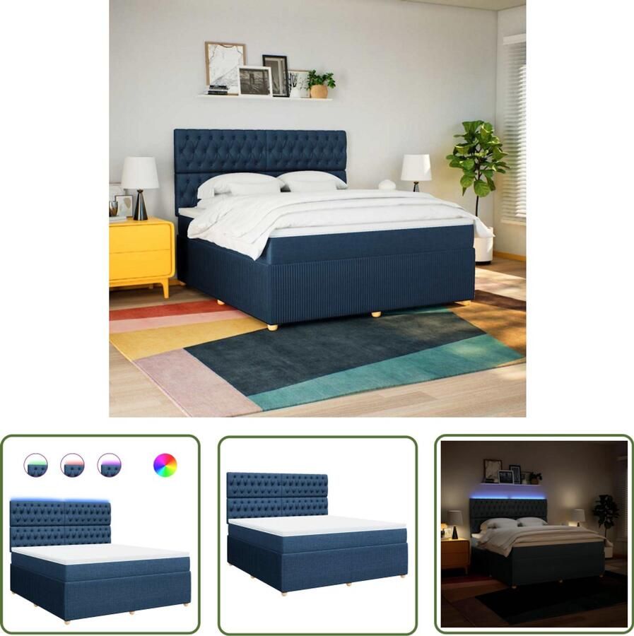 VidaXL Gereedschapset Dynamische Sleutel Boxspring met matras stof blauw 180x200 cm Drapers Tools Klikmechanisme Torque Wrench