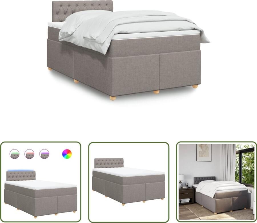 VidaXL Gereedschapset Dynamische Sleutel Boxspring met matras stof taupe 120x200 cm Draadloos Sleutelsysteem Klikmechanisme