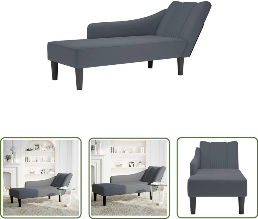 The Living Store Chaise longue met rechterarmleuning fluweel donkergrijs Dynamische Sleutel Gereedschapset Klikmechanisme Torque Wrench Handgereedschap