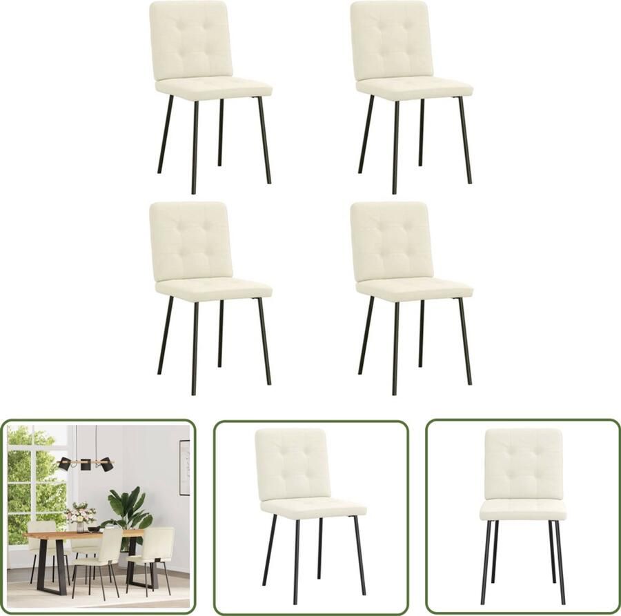 VidaXL Eetkamerstoelen 4 st fluweel crèmekleurig Dynamische Sleutel Gereedschapset Drapers Tools Klikmechanisme Torque Wrench