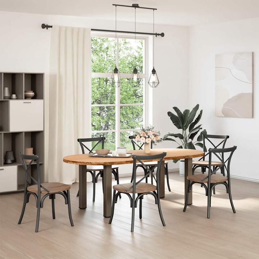 The Living Store Eettafel 220x100x74 cm ovaal massief eikenhout lichtbruin Eetkamertafel Salontafel Houten Tafel Eikenhouten Tafel Oval Tafel