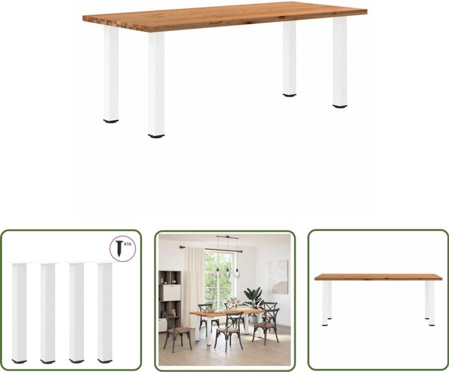 VidaXL Gereedschapset Dynamische Sleutel Eettafel rechthoekig 200x90x74 cm massief eikenhout lichtbruin Draadspanning Draper Tools Klikmechanisme