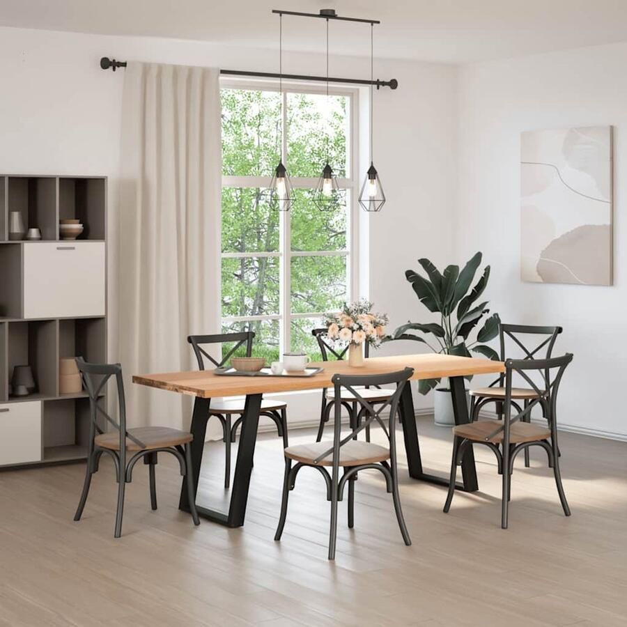 VidaXL Eettafel 220x80x74 cm Massief Eikenhout Eetkamertafel Eikenhouten Tafel Grote Tafel Stevige Tafel Design Tafel