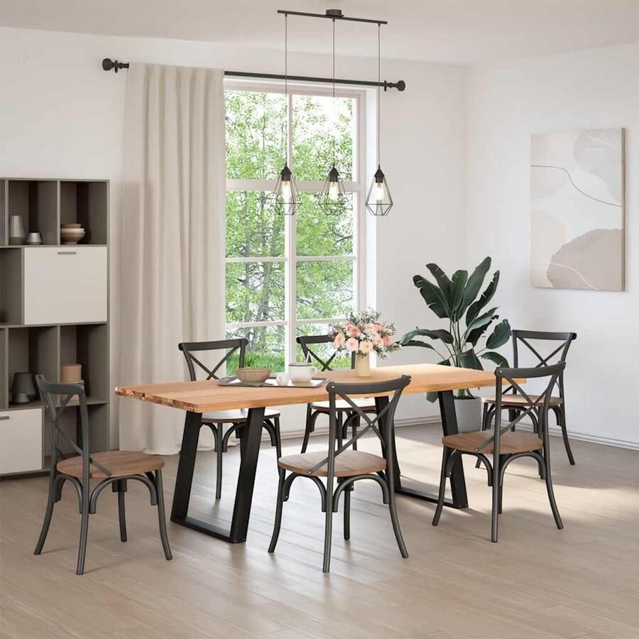 VidaXL Eettafel 220x90x74 cm Massief Eikenhout Eettafel Houten Eettafel Eik Eettafel Grote Eettafel Salontafel Diningtable Massief Eiken Landelijke Eettafel