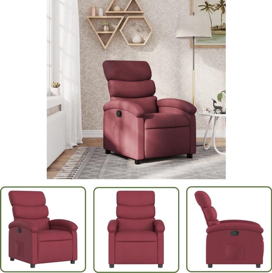 VidaXL Fauteuil verstelbaar stof wijnrood Dynamische Sleutel Gereedschapset Mechanica Klikmechanisme Torque Wrench