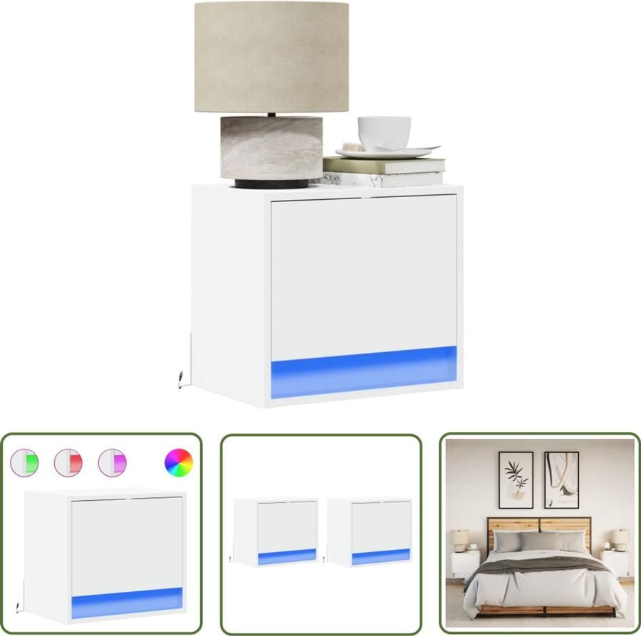 VidaXL Gereedschapset Dynamische Sleutel Nachtkastjes met LED's 2 st wandgemonteerd wit Drapers Tools Klikmechanisme Torque Wrench