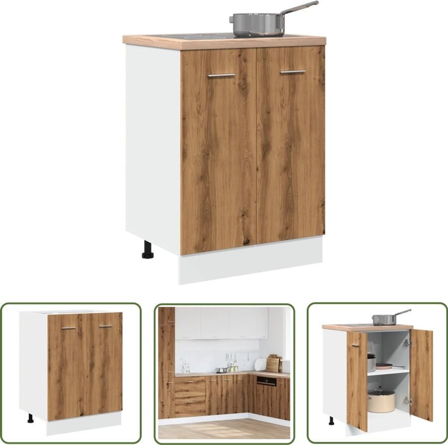 VidaXL Onderkast Lyon 60x46x81 5 cm bewerkt hout artisanaal eikenkleur Dynamische Sleutel Gereedschapset Draadloos Gereedschap Mechanica Klikmechanisme