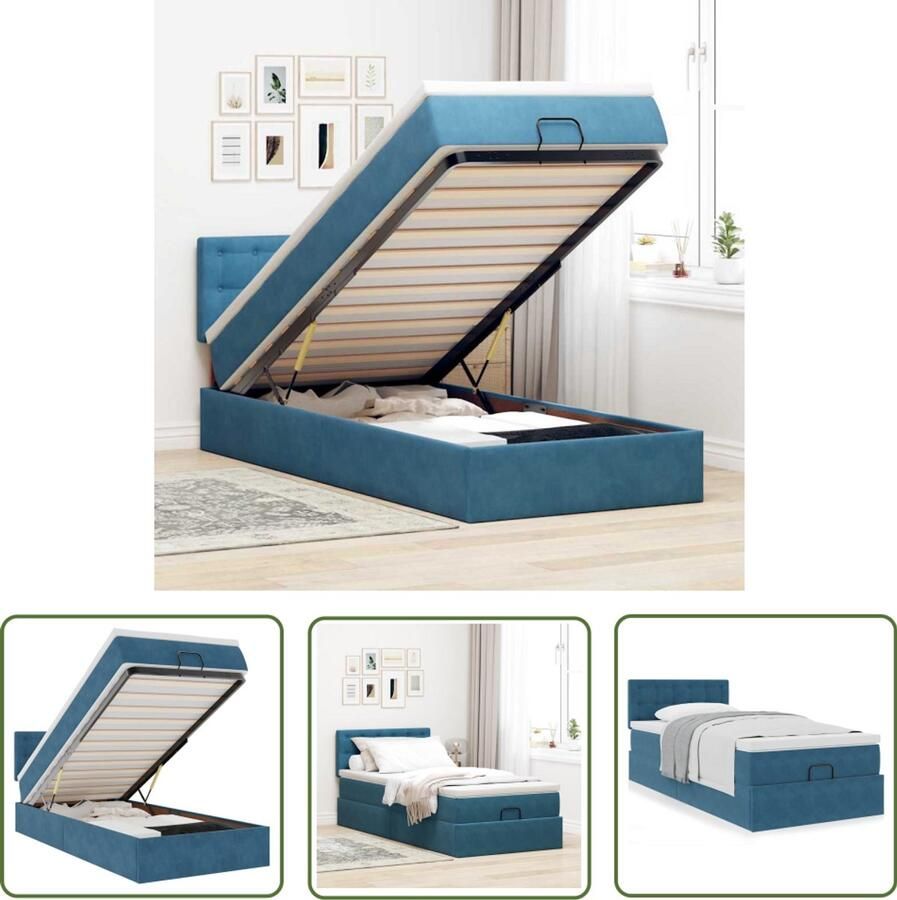 VidaXL Gereedschapset Dynamische Sleutel Ottoman bed met matras 90x190cm fluweel donkerblauw Drapers Tools Klik Mechanisme Torque Wrench
