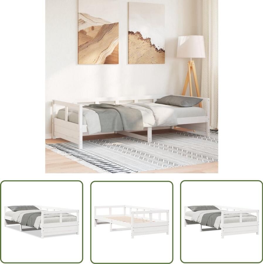 VidaXL Gereedschapset Dynamische Sleutel Slaapbank zonder matras 80x200 cm massief grenenhout wit Draadloos Gereedschap Mechanica Klikmechanisme