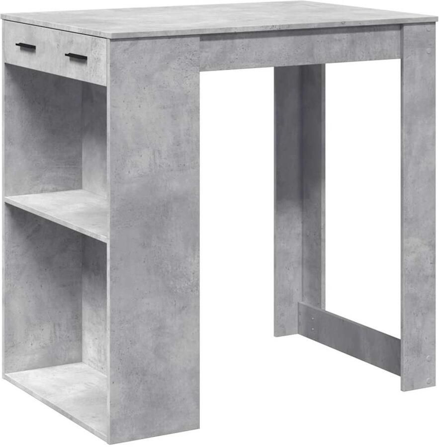 The Living Store Bartafel 102x70x103 5 cm bewerkt hout betongrijs Bartafel Houten Bartafel Beton Grijze Bartafel Bartafels Grijs Kookeiland Tafels