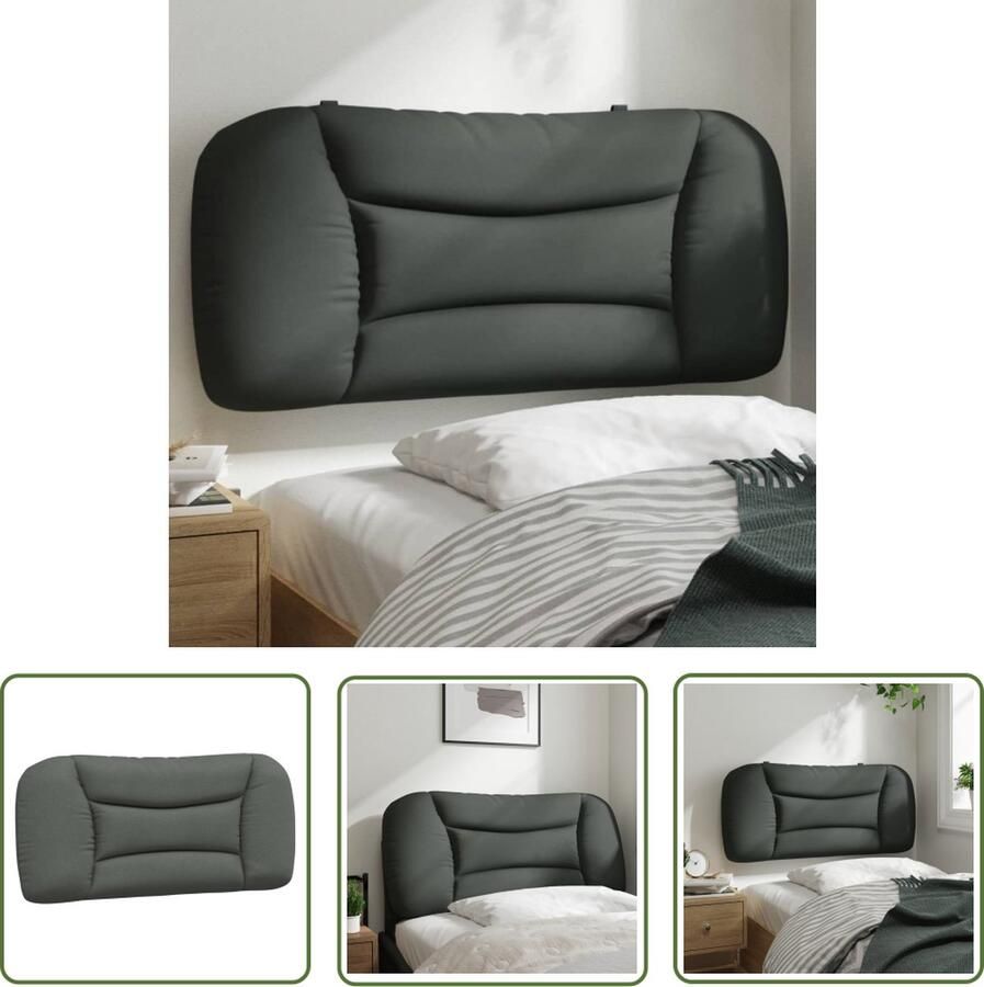 The Living Store Gestoffeerd Hoofdbordkussen 92x15x48 cm PP-holle vezel Donkergrijs Hoofdkussen Gestofde Headboard Hoofdbord Beddecoratie Slaapcomfort
