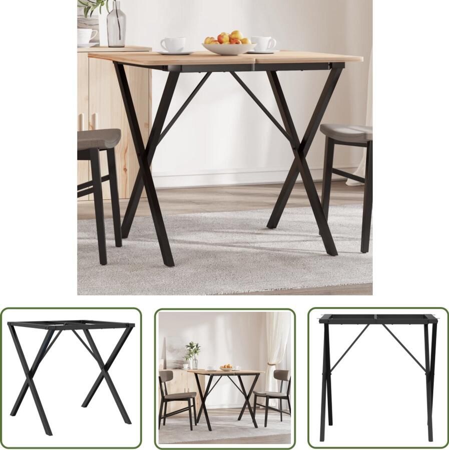 The Living Store Gietijzeren X-Frame Tafelpoten 60 x 60 x 73 cm Industrieel Meubelstuk Eettafel Poten Gietijzeren Poten Industriële Meubels Tafelpoten Set Zwarte Tafelpoten