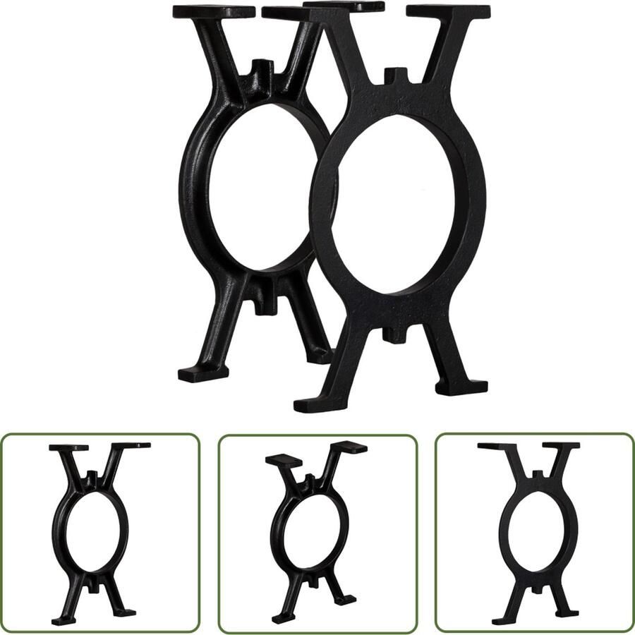 The Living Store Bankpoten 2 st O-frame gietijzer Bankpoten Gietijzeren Potten Vintage Bankpoten Industriële Bankpoten Zwarte Bankpoten - Foto 2