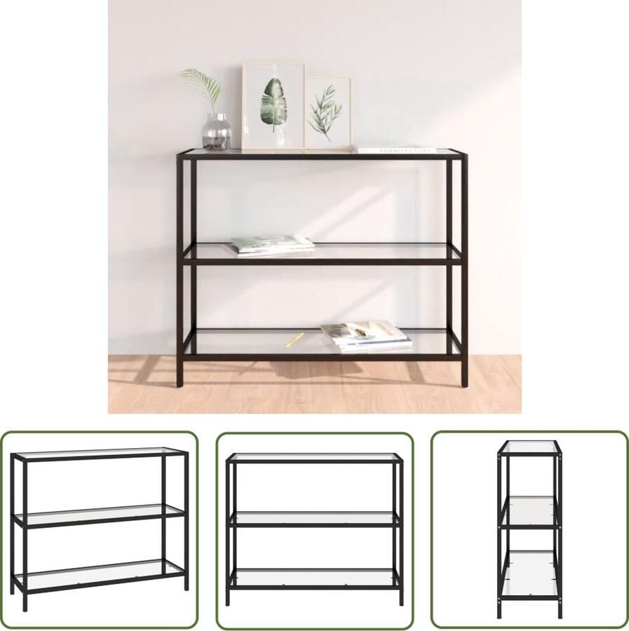 The Living Store Hoekschap Glas 100 x 36 x 90 cm Transparant 5 mm dik glas Hoekplank Glas Plank Vitrine Kast Opbergkast Modern Schap - Foto 2