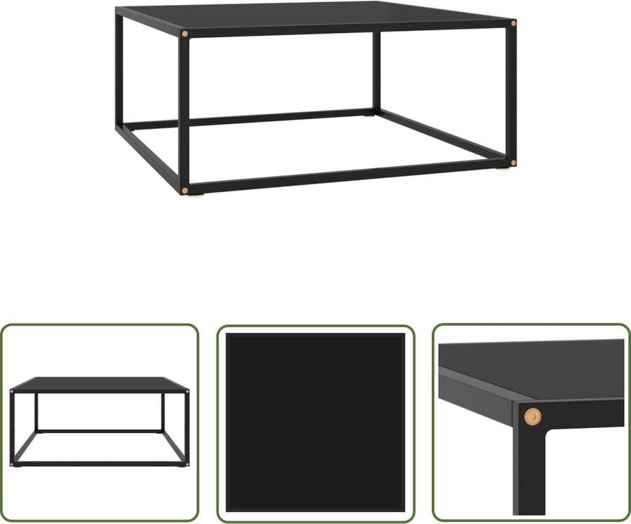 The Living Store Salontafel Gehard glas gepoedercoat staal 80x80x35 cm Zwart Salontafel Glas Tafellaar Zwarte Salontafel Modern Meubilair Living Accessoires - Foto 2