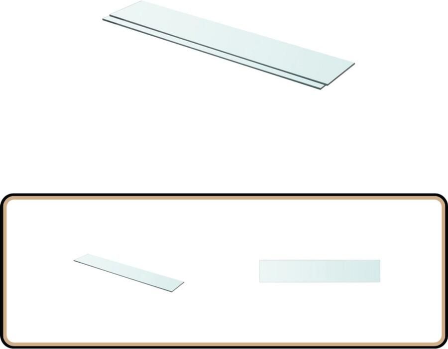 VidaXL glazen schappen 80x15 cm set van 2 Glazen Wandplank Transparante Wandplank Vitrinekastje Displaywand Woonaccessoires
