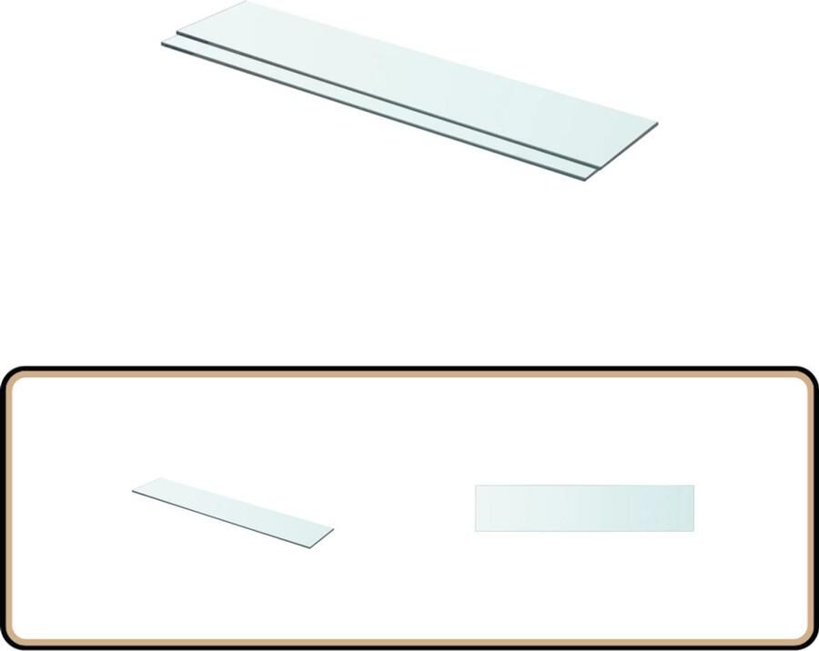 VidaXL Glazen Schappen Set 70x15 cm Transparant Glazen Schap Wandplank Vitrinekast Displayrek Woonaccessoires