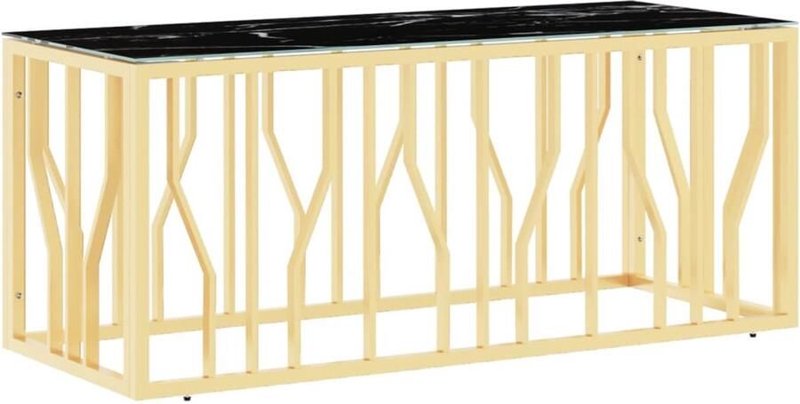 VidaXL Salontafel 110x45x45 cm roestvrij staal en glas goudkleurig Salontafel Gouden Salontafel Roestvrijstaalsalontafel Glazen Salontafel Moderne Salontafel