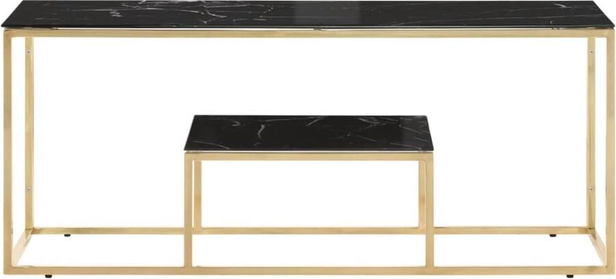 VidaXL Salontafel roestvrijstaal en gehard glas goudkleurig Salontafel Gouden Salontafel Roestvrijstalen Salontafel Design Salontafel Moderne Salontafel