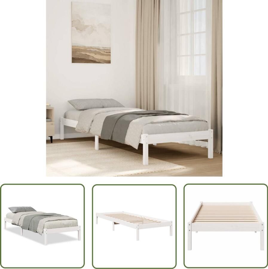 VidaXL Grenen Hout Bed Frame Bedframe extra lang zonder matras grenenhout wit 80x210 cm Bedbank Tweepersoonsbed Kingsize Bed