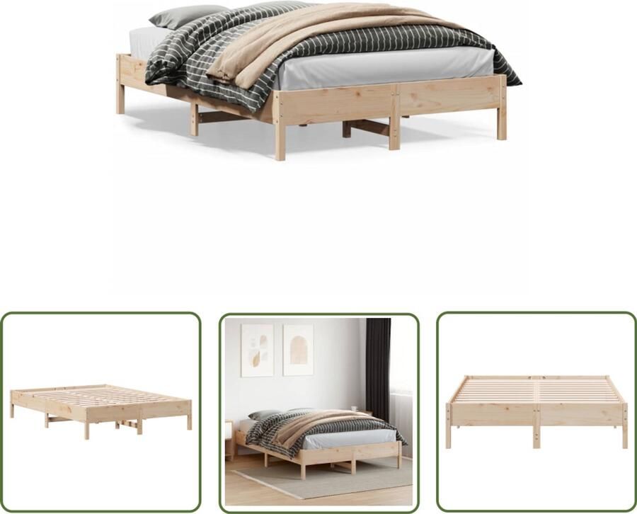 VidaXL Grenen Hout Bed Massief Houten Bed Bedframe zonder matras massief grenenhout 120x200 cm Bed Frame 120x200 Tweepersoons Bed Landelijk Bed