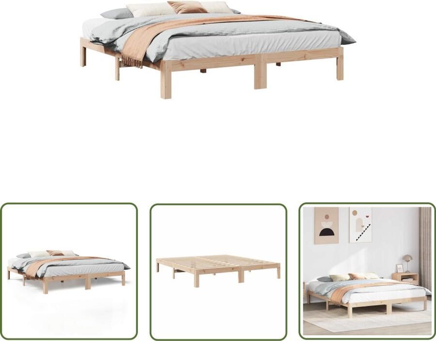 VidaXL Bedframe zonder matras massief grenenhout 180x200 cm Massief Houten Bed Grenen Hout Bed Bedframe Tweepersoonsbed Stapelbaar Bed