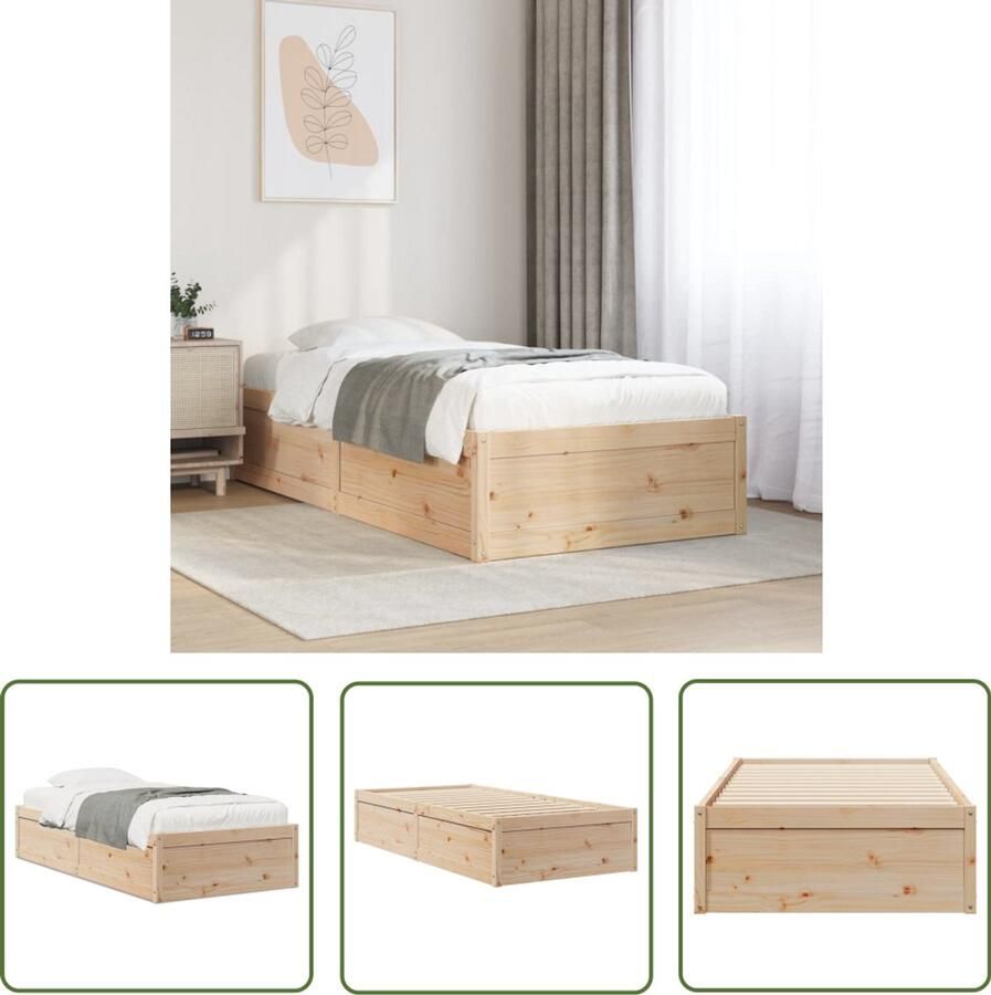 VidaXL Grenen Hout Bed Massief Houten Bed Bedframe zonder matras massief grenenhout 90x190 cm Bed Frame 90x190 Compact Bed Minimalistisch Bed