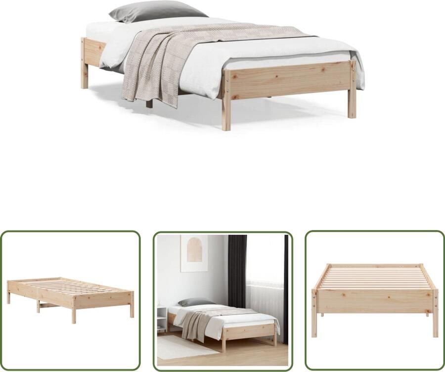 VidaXL Bedframe zonder matras massief grenenhout 90x200 cm Massief Houten Bed Grenen Hout Bed Tweepersoons Bed Frame Boxspring Bed