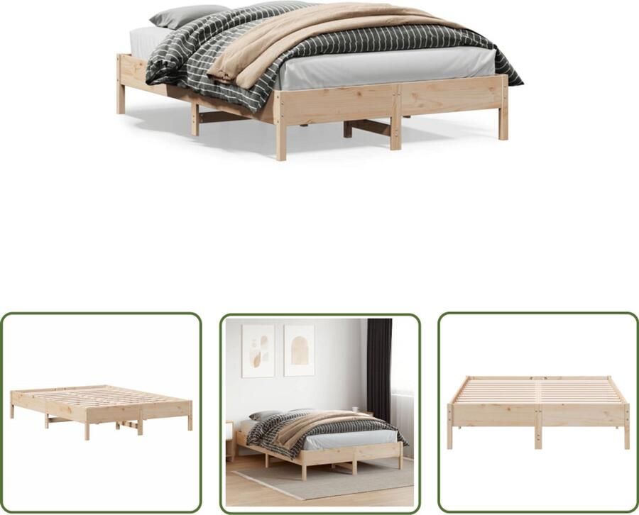 VidaXL Grenen Hout Bed Massief Houten Bed Frame Bedframe zonder matras massief grenenhout 140x200 cm Bed Frame 140x200 Tweepersoons Bed Frame Landelijk Bed Frame