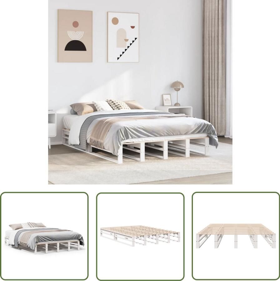 VidaXL Bedframe zonder matras massief grenenhout wit 120x200 cm Bedframe Grenen Hout Wit Bed Slaapkamerdecoratie Massief Hout