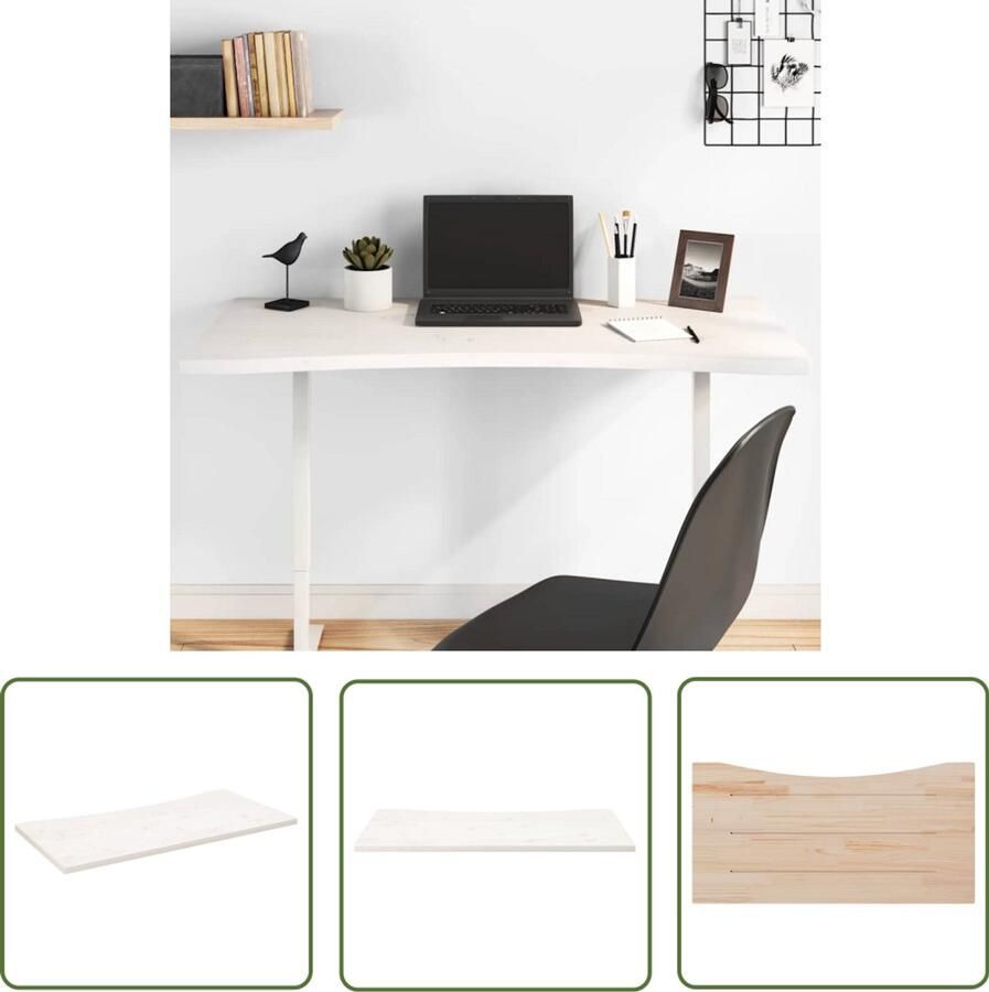 VidaXL Bureaublad 110x60x2 5 cm massief grenenhout wit Bureau Blad Grenen Hout Wit Werkblad Home Office
