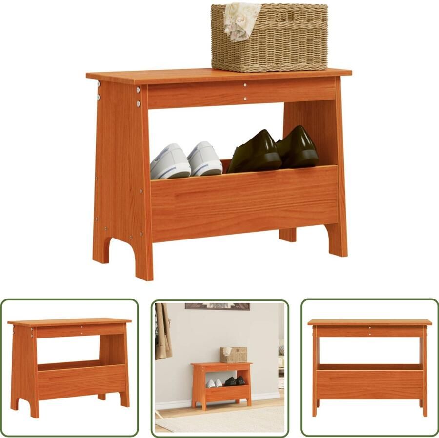 VidaXL Halbankje 60x28x45 cm massief grenenhout wasbruin Halbankje Grenenhout Bankje Vintage Bankje Houten Bankje Salontafel