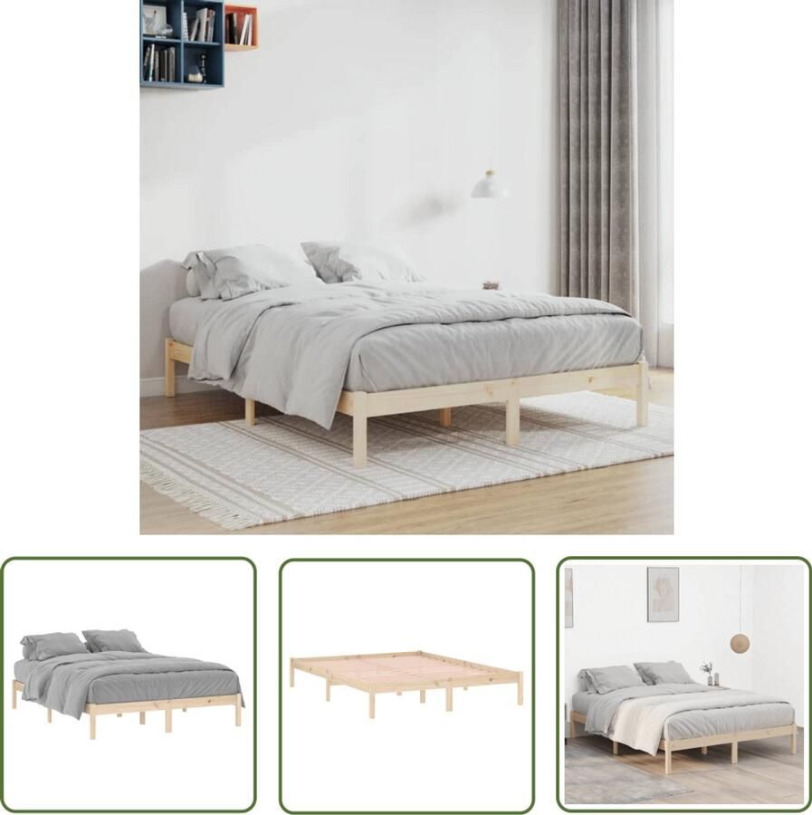 VidaXL Bedframe zonder matras massief grenenhout 152x203 cm Queen Bed Frame Grenenhout Bed Massief Hout Bed Queen Size Bed Houten Bed