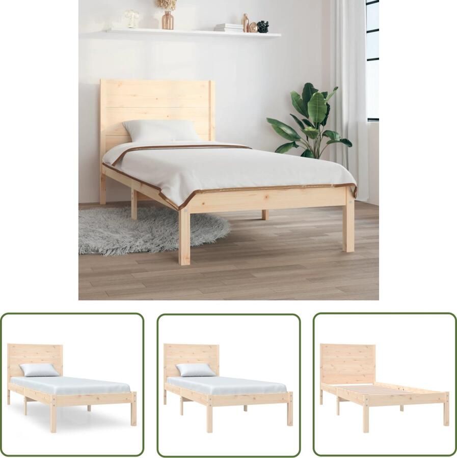 The Living Store Houten Bedframe Grenenhout 195.5 x 80.5 x 100 cm 2FT6 Small Single Houten Bed Frame Grenenhout Bed Klein Enkel Bed Tweepersoonsbed Slaapcomfort