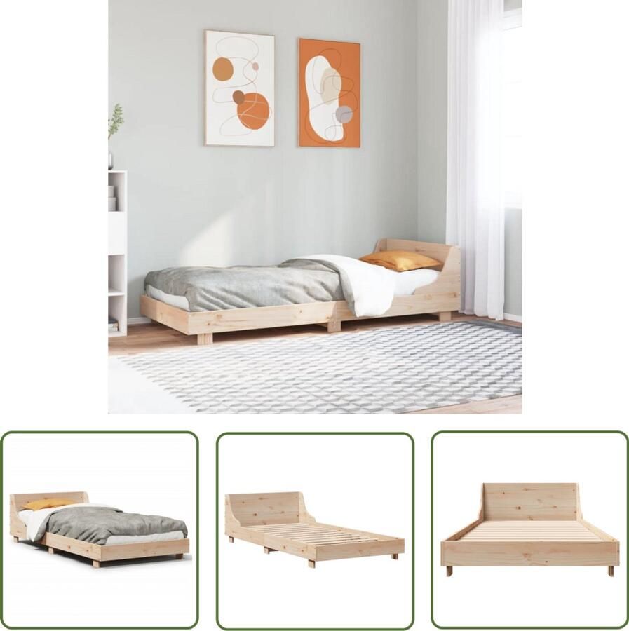 VidaXL Grenenhout Bed Houten Bed Frame Bedframe zonder matras massief grenenhout 100x200 cm Tweepersoons Bed Frame 100x200 Slaapkamersdecoratie