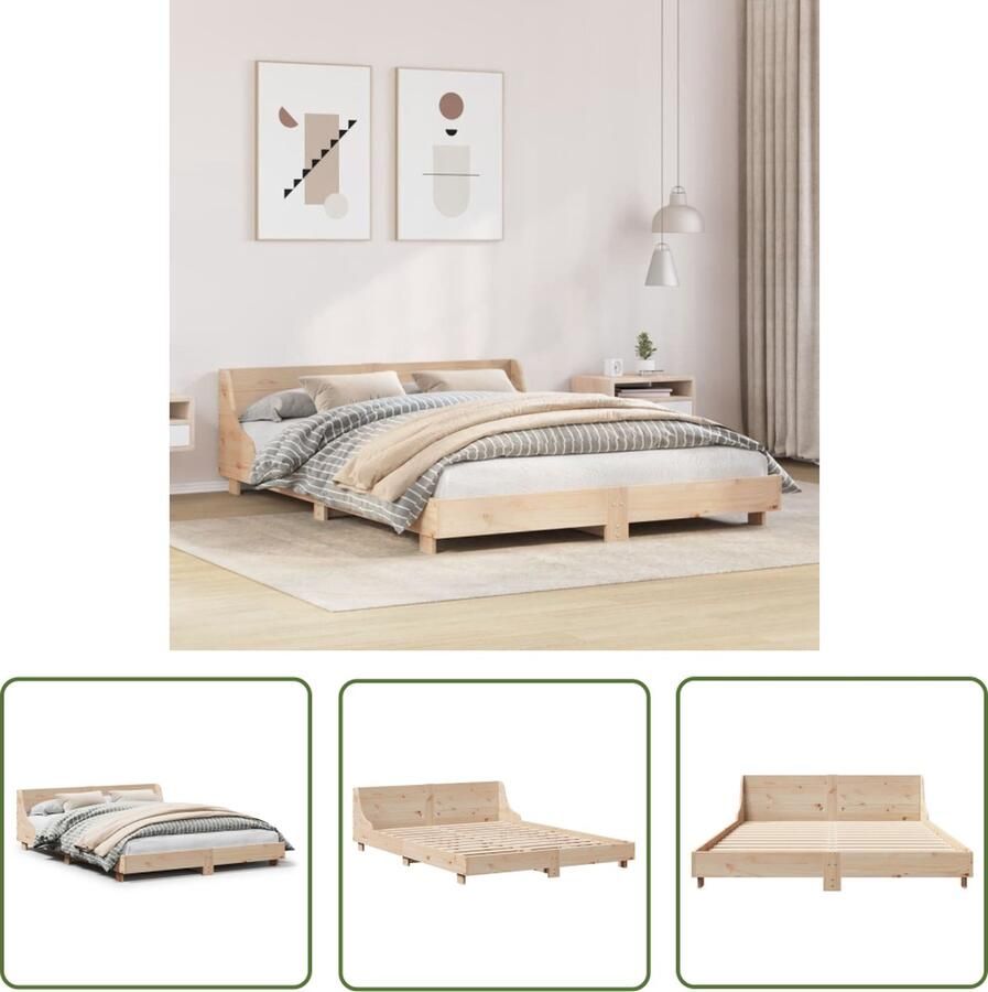 The Living Store Bedframe Grenenhout Tijdloos Design 135 x 190 cm Robuust en Stabiel Houten Bed Frame Grenenhout Bed Modern Bed Design Bed Tweepersoons Bed
