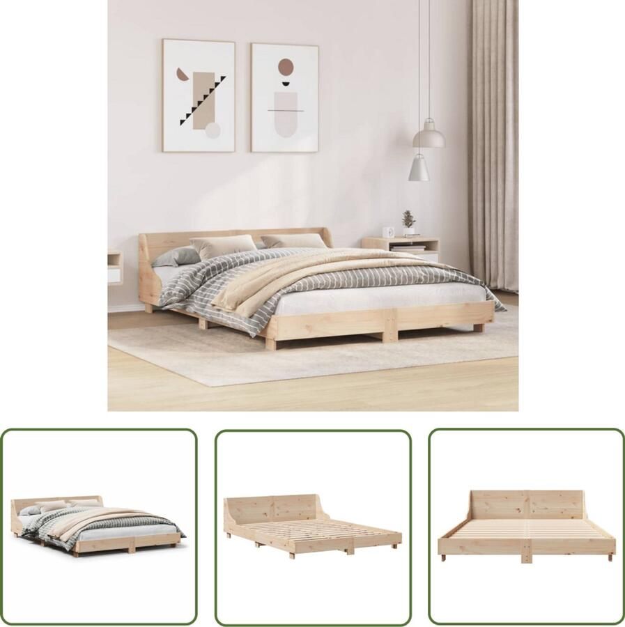 VidaXL Grenenhout Bed Houten Bed Frame Bedframe zonder matras massief grenenhout 160x200 cm Tweepersoons Bed Frame 160x200 Boxspring Bed