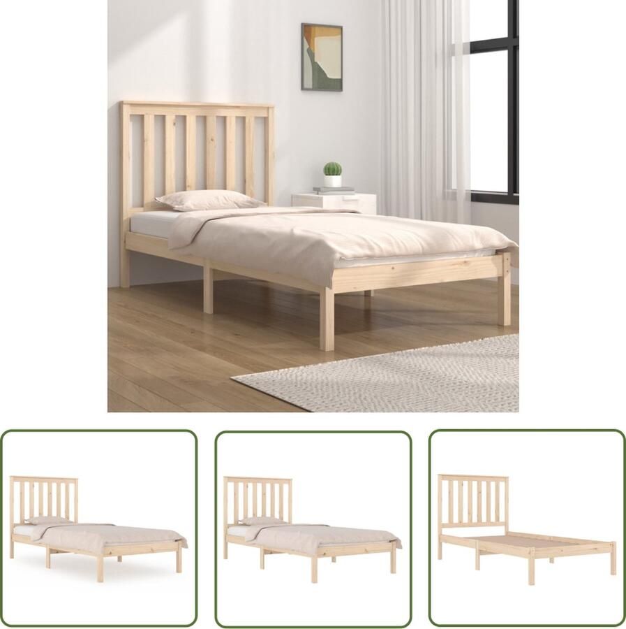 The Living Store Houten Bedframe Massief Grenenhout 195 x 80.5 x 31 cm 75 x 190 cm Matras Houten Bedframe Grenenhout Bed Tweepersoons Bed Enkel Bed Klein Tweepersoons Bed