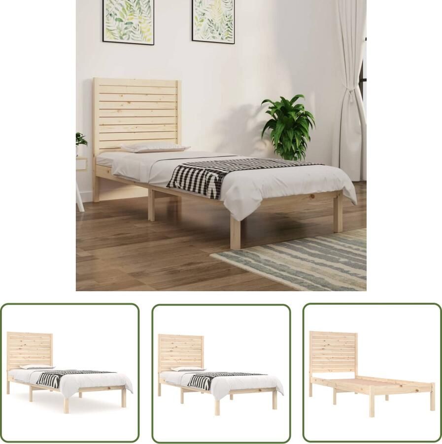 The Living Store Bedframe Grenenhout Small Single Tijdloos Ontwerp 195.5 x 81 x 100 cm (L x B x H) Houten Bedframe Grenenhout Bed Enkel Bed Klein Tweepersoonsbed Stapelbare Bedbodems